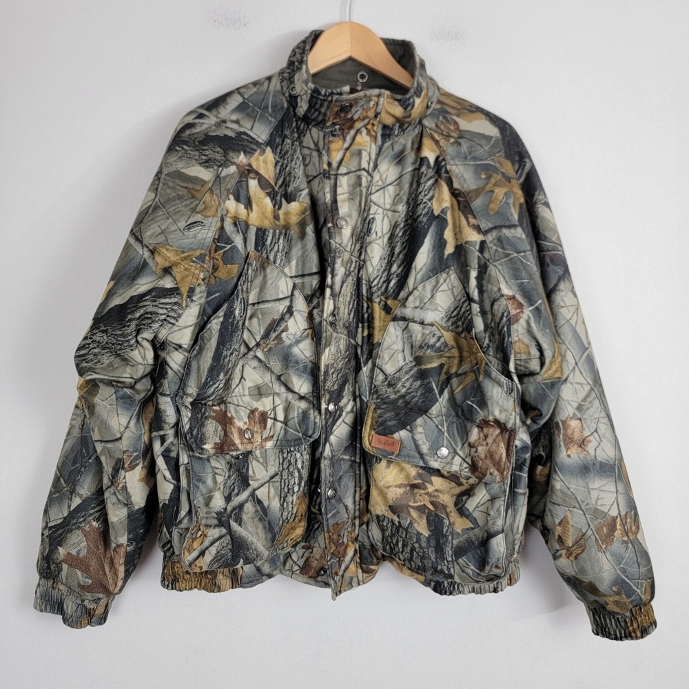 Woolrich Realtree Hardwood Camo Hunting Jacket Mens L Reversible Insulated‎ READ